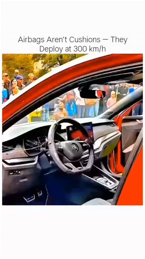 Meets science on Instagram: "Airbags may look soft, but their deployment is incredibly violent. In a crash, an airbag inflates in milliseconds, exploding outward at nearly 300 km/h to protect passengers before the body even moves. It’s controlled force — designed to save lives, not comfort. . . #techfacts #sciencereels #didyouknowfact #safetyengineering #trending"
