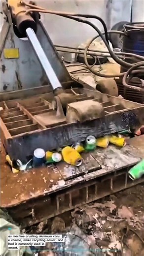 Hydraulic Can Crushing Process | Industrial Recycling Machine.