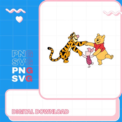 Winnie Pooh SVG Pooh Bear Friend Svg Pooh Piglet Tigger Clipart Classic Pooh SVG Cricut Cut Files Pooh Bear PNG Bundle Kids Cartoon Design - Etsy