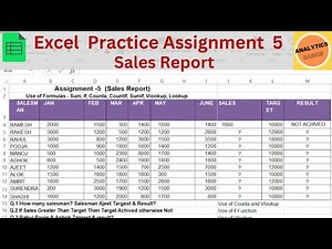 Excel Practice Assignment 5 | Excel Formula | Excel Basics Of Data Analysis | #excelforbegginers