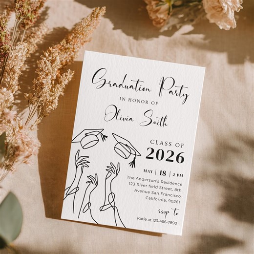 Editable Graduation Party Invitation, Graduation Announcement Template, Minimalist Graduation Invitation, Grad Party Invite, Graduation - Etsy UK