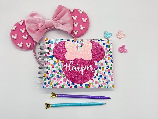 Personalized Glitter Minnie Mouse Autograph Book, Disney Vacation Memory - Etsy