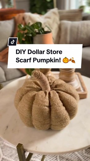DIY Pumpkin, made from a Dollar Store Scarf! 🎃🍂 Follow Once Upon a Bungalow for more Home & DIY. #halloween #pumpkin #pumpkinspice #pumpkinseason #fall #falldecor #easydiy #easycraft #halloweencraft #falldecor #spookyseason #pumpkinparty #pumpkinpatch #autumn #autumnvibes #autumnaesthetic #fallseason #craft #crafty