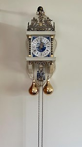 Vintage Dutch Zaanse Wall Clock: Porcelain Dial, Brass Ornaments, Hermle Movement - Etsy