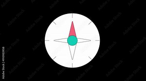 illustration of a compass navigation footage animated looping transparent