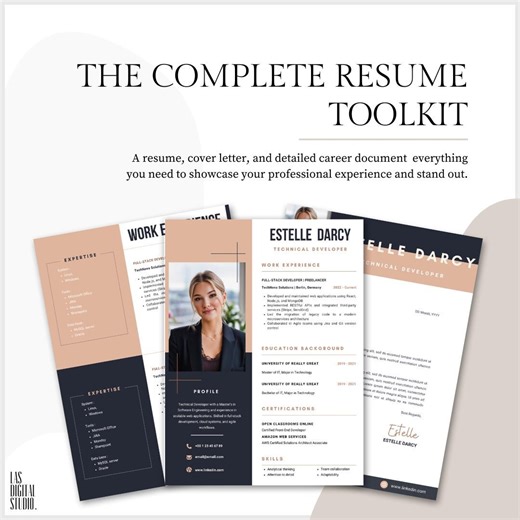 Creative Resume & Cover Letter Template | Canva Editable CV | Digital Download - Etsy