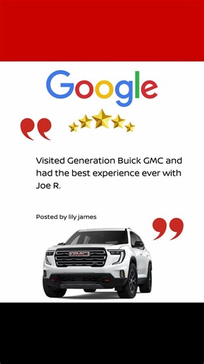 Another ⭐⭐⭐⭐ five-star Google Review for Generation Buick GMC! Lily James shared an amazing Long Island car-buying experience, highlighting Joe R. for being extremely knowledgeable and going above and beyond every step of the way 🚘 For anyone shopping for a brand-new truck, this is the kind of service that makes all the difference 💪 🎁Generation Buick GMC 🎅🏻4825 Sunrise Hwy., Bohemia, NY ❄️GenerationBuickGMC.com 📱(631) 569-5700 #longisland #googlereview #fivestars | Generation Buick GMC