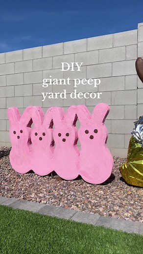 Giant Pink Peeps Yard Decor DIY