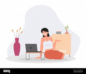 Work From Home Set Vector Illustration, Online Meeting Set Concept Flat Design, Freelancer Work at Home Template Stock Vector Image & Art - Alamy