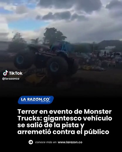 #Nación | Al menos 15 personas resultaron heridas durante un evento de Monster Trucks cuando uno de los vehículos perdió el control mientras realizaba su presentación y se fue contra el público asistente, terminando estrellado contra un poste en el área del parqueadero del lugar. El hecho generó pánico entre los espectadores, entre quienes se encontraban varios niños y sus familias que habían acudido a presenciar el espectáculo. Testigos del lugar describieron momentos de caos y desesperación tr