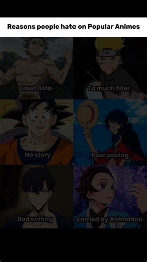 Reasons people hate on Popular Animes #naruto #onepiece #dragonball #demonslayer #anime #fypシ