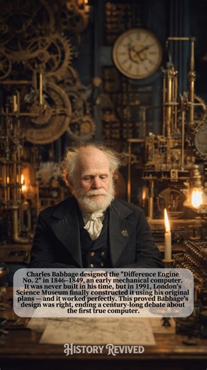 The first computer was designed in the 1840s — and it actually worked when built 150 years later. #HistoryFacts #CharlesBabbage #Invention #ScienceHistory | Ancient History Revived