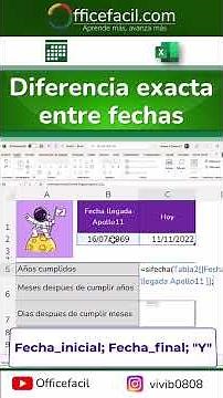 How to calculate the exact difference between dates in #excel 🗓️| date