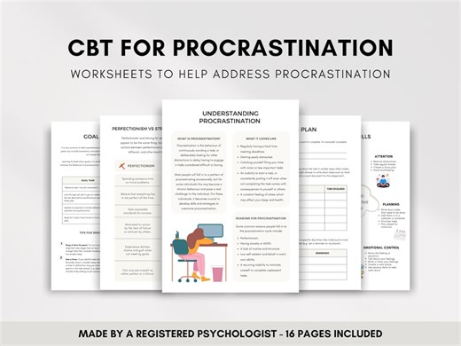 CBT Worksheets: Overcoming Procrastination, Therapist Tool (printable & Fillable) - Etsy UK