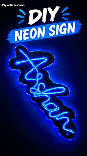 💙✨ DIY Neon Sign at Home! 😍⚡ Turning simple materials #shorts #diy #craft #neonsign #wow