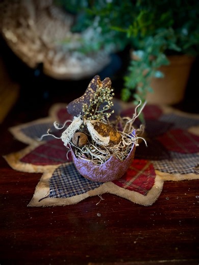 Primitive Chocolate Bunny in Purple Rustic Eggshell – Handmade Easter Decor – Farmhouse Spring Accent - Primitives - Vintage Inspired Easter - Etsy