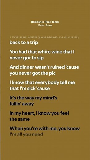 Raindance - Dave, Tems (Lyrics)