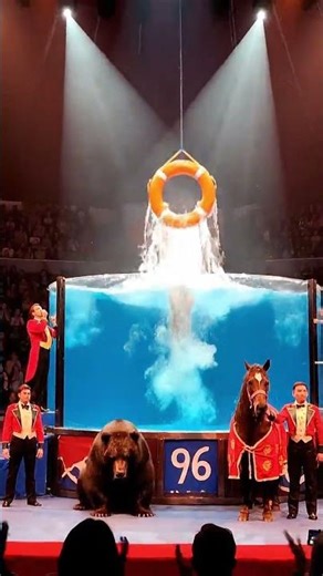 Bear and horse duo perform insane trick together #circus #performance