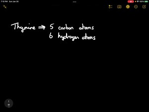 SOLVED:Thymine, one of the four bases in deoxyribonucleic acid (DNA), has the following structure. What is the chemical formula of thymine? In writing the formula, list the element symbols in alphabetical order and give the number of each element as a subscript.