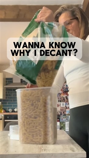 Sophie Thomas | Professional Organiser | London & Surrounds on Instagram: "As a professional organiser, I love decanting dry stock because it creates clarity, control, and less waste ✨ When pasta, rice, cereal, or flour are in clear containers, you can instantly see what you have and how much is left 👀 This prevents buying doubles and forgetting half-used packets hiding at the back of the cupboard. I also believe in intentional backup stock, not overbuying. I personally keep one small backup of