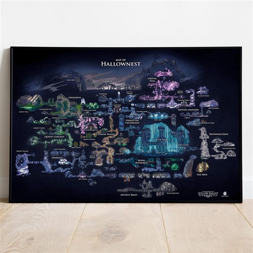 Hallownest Map Poster | Hollow Knight Wall Decor | Rolled Canvas Print | Gift Video Game Poster - Etsy