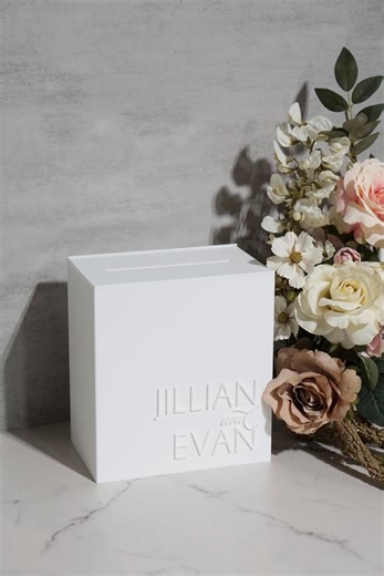White Acrylic Wedding Card Box | Cards and Gifts Box | Wedding Card Box | Modern Wishing Well - Etsy