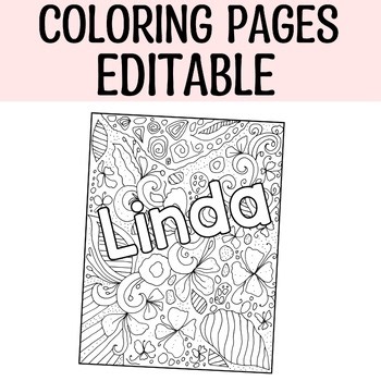 Spring Name Coloring Pages, Editable Floral Coloring Worksheet, Editable