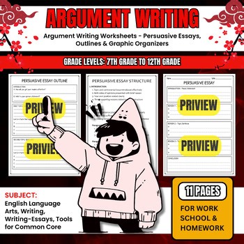 Argument Writing Worksheets - Persuasive Essays Outlines & Graphic Organizers