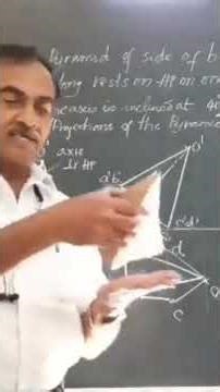 Engineering Drawing/ Projection of a square Pyramid resting on a base edge