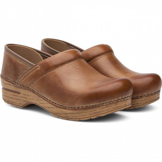 DANSKO WIDE Professional Honey Distressed Leather Clogs