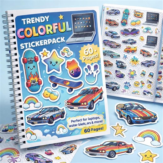 Trendy Colorful Sticker Pack | 540  Laptop, Car, Skateboard Stickers - Etsy
