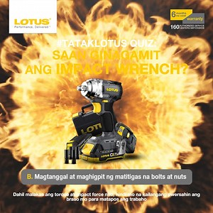Saan nga ba ginagamit ang Impact Wrench? ⚡ Comment mo na ang sagot, baka ikaw ang tunay na tool master, Ka-Lotus! 💪 #LotusToolsPH #tatakLotus #TatakPogi | Lotus Tools Philippines