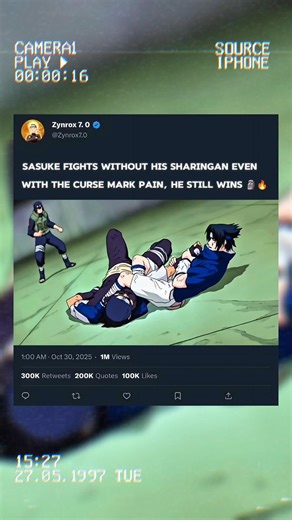 Sasuke fights without his Sharingan Even with the curse mark pain, he still wins 🗿🔥 #naruto #shorts