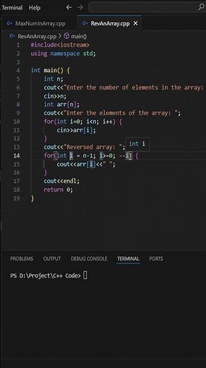 Reverse An Array In C++ 🚀 #CodingShorts #CPlusPlus #coding