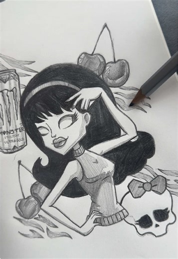 Replying to @sb_vivienn Soo many ppl asked for this one so here u go. Letting pinterest decide what I draw | Monster High Edition ⁺‧₊˚ ཐི⋆♱⋆ཋྀ ˚₊‧⁺ #artchallenge #sketchbook #monsterhigh #pinterest #fyp