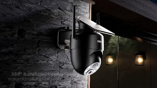 COOAU Überwachungskamera Aussen Akku Solar-2K Outdoor WLAN Kamera Überwachung Aussen mit Kabellose Installationsfreie Solarpanel, KI-Erkennung, 360°-Überwachung, Farbnachtsicht, Zwei-Wege-Audio