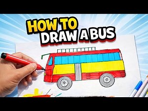 How to Draw a Bus Step by Step 🚎