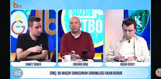 Şimdi Kocaelispor başkanının şovunu izleyinGökhan Dinç:Galatasaray'da bu işin sorumlulukları ve bu kaybedilen iki puanın sorumlusunun yegane sebebi yani bu işin Okan Buruk. Galatasaray Teknik Direktörü Okan Buruk durduk yere Kocaelispor'u motive etmek için elinden gelen her şeyi yaptı. Durduk yere. Ortada hiçbir şey yok yani.Sen maç kazanıyorsun. Kazandığın maçtan sonra durduk yere Kocaelispor. Kocaelispor'u futbolcu ligi bitirdi ya. Aylardır parasını alamıyor. Hiçbir konsantrasyonu yok. Ama sen