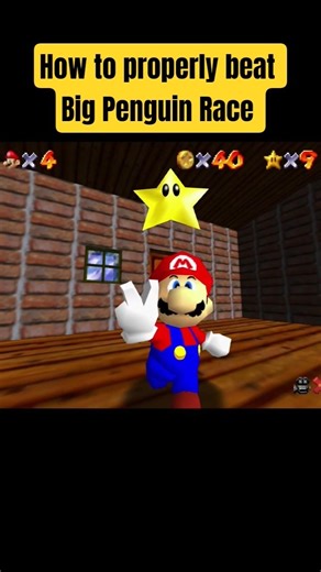 Super Mario 64 - How to properly beat Big Penguin Race #shorts #mario #supermario