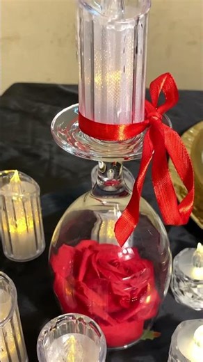 Valentine’s Day Table Setting Red and white Romantic Setup for Dinner for 2