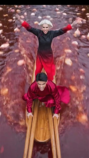 Surfing the Spicy Red River! 🌊🌶️ #ActionShot #ChiliOil #EpicAdventure