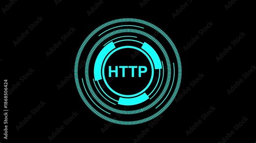 Futuristic HTTP Interface with Web Communication Elements in 4K animatio motion graphics video.
