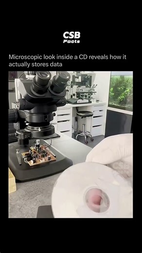 Microscopic look inside a CD reveals how it actually stores data. #science #microtech #microscope