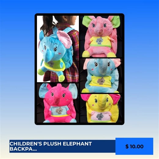 Ready for adventure? 🐘🎒 Our Children's Plush Elephant Backpack is not just adorable but also incredibly cozy and perfect for playtime or school! 🌟 With its soft texture and vibrant colors, it brings joy to every little explorer’s day. Imagine your child’s smile as they carry their favorite companion everywhere they go! 🥰 Additionally, at just $10.00, it’s a stylish choice that’ll make both kids and parents happy! Don't wait—snag this cutie before it stomps away! 🏃‍♀️✨ Visit my Instagram bio