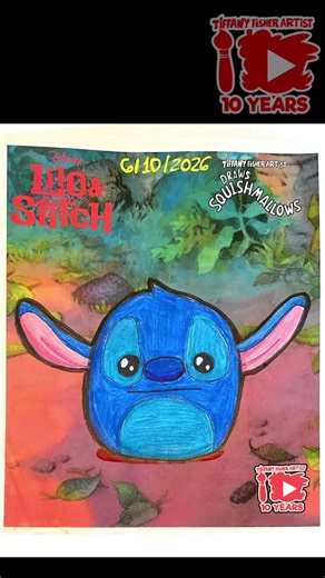 TFA Drawings: Stitch Day Squishmallow Art | Tiffany Fisher Artist #shorts