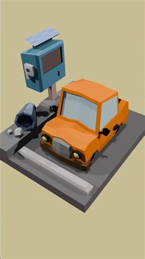 [3D Model] Low-poly car in parking lot