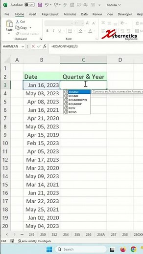 How do you calculate the quarter number from the month? - Excel Tips and Tricks