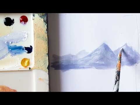 How to paint mountain in Acrylic colour painting,#Acrylic painting#art#painting #acrylic