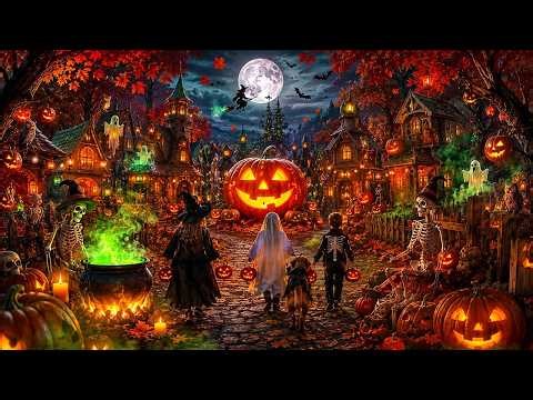 Relaxing Halloween Ambience 🎃 Haunted Halloween Street 👻 Spooky Sounds, Best Halloween Music