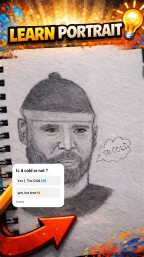 Learn with me step by step Portrait tutorial ( Winter man 😉) #drawing #art #sketch #portrait #shorts
